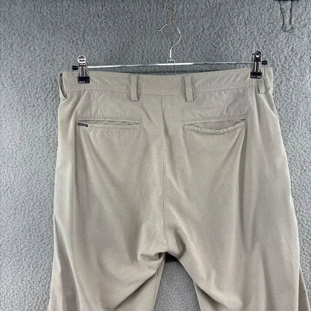 LinkSoul John Ashworth Men’s 34 Khaki Golf Pants Stretch Performance Flat Front